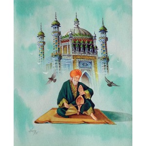 S. A. Noory, Tomb of Sachal Sarmast II, Sindh, 12 x 15 Inch, Watercolor on Paper, AC-SAN-006